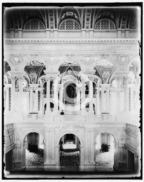 Library of Congress entrance hall, between 1889 and 1897. Creator: William H. Jackson.