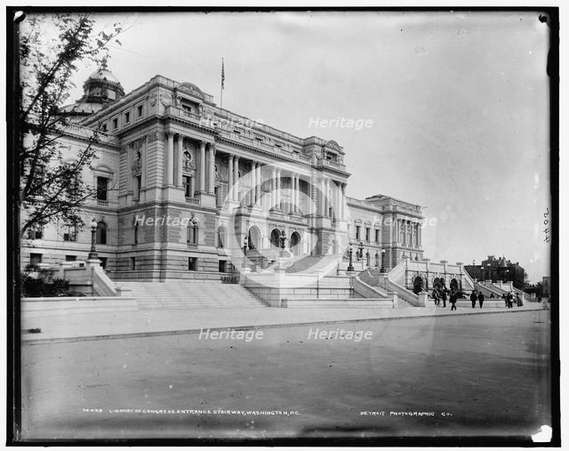 Library of Congress, entrance stairway, Washington, D.C., between 1880 and 1897. Creator: William H. Jackson.
