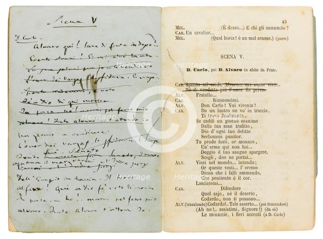 Libretto of the opera La forza del destino by F. M. Piave, revised by the composer, 1863.