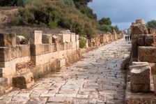 Libya, Leptis Magna, ancient street through the town, 2007. Creator: Ethel Davies