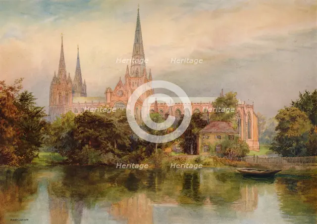 'Lichfield Cathedral', 1902, (1938). Artist: Richard Henry Wright.