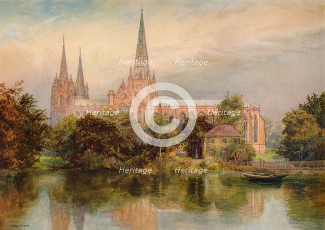 'Lichfield Cathedral', 1902, (1938). Artist: Richard Henry Wright.