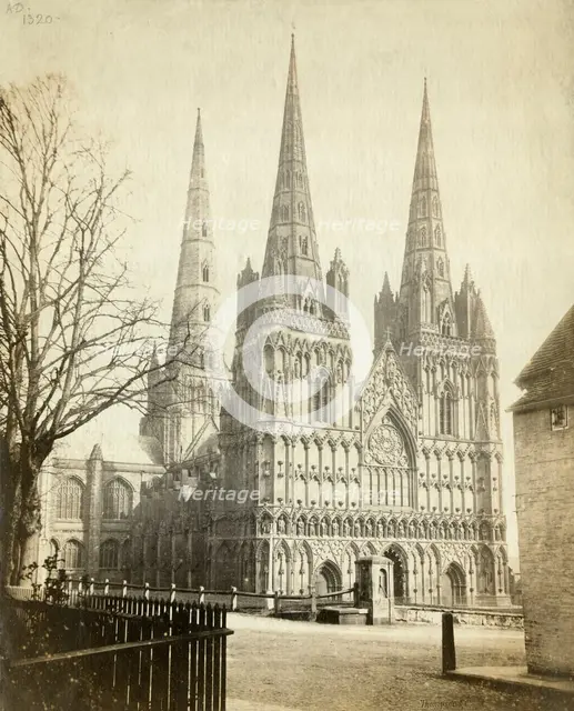 Lichfield Cathedral, Staffordshire, c1860. Artist: Francis Bedford.