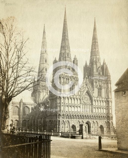 Lichfield Cathedral, Staffordshire, c1860. Artist: Francis Bedford.
