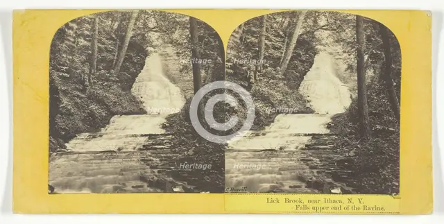 Lick Brook, near Ithaca, N.Y. Falls upper end of the Ravine, 1860/65. Creator: J. C. Burritt.
