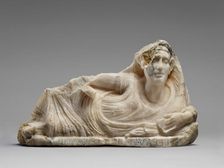 Lid of a Cinerary Urn with a Reclining Male Figure, about 40 B.C. Creator: Unknown