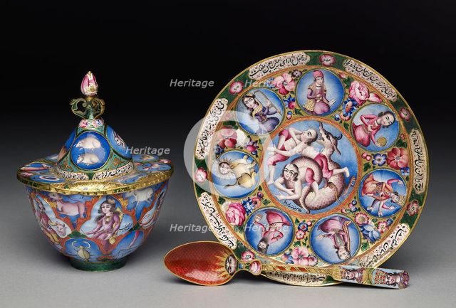 Lid of a bowl with astrological decoration, early 19th century. Artist: Unknown.