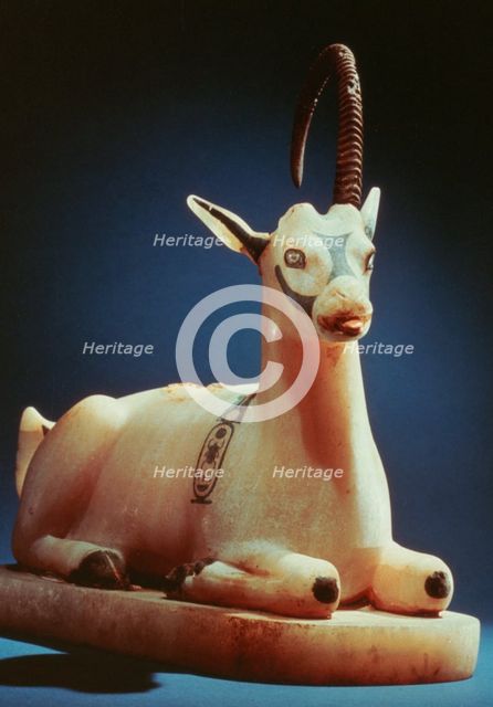 Lid of an unguent jar in the form of an ibex, from Tutankhamun's tomb, 14th century BC. Artist: Unknown