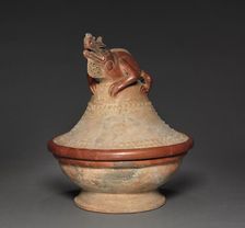 Lidded Bowl with Iguana, c. 600 - 1100. Creator: Unknown