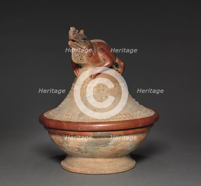 Lidded Bowl with Iguana, c. 600 - 1100. Creator: Unknown.