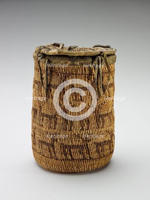 Lidded container with deer ('Sally bag'), 1875-1900. Creator: Unknown.
