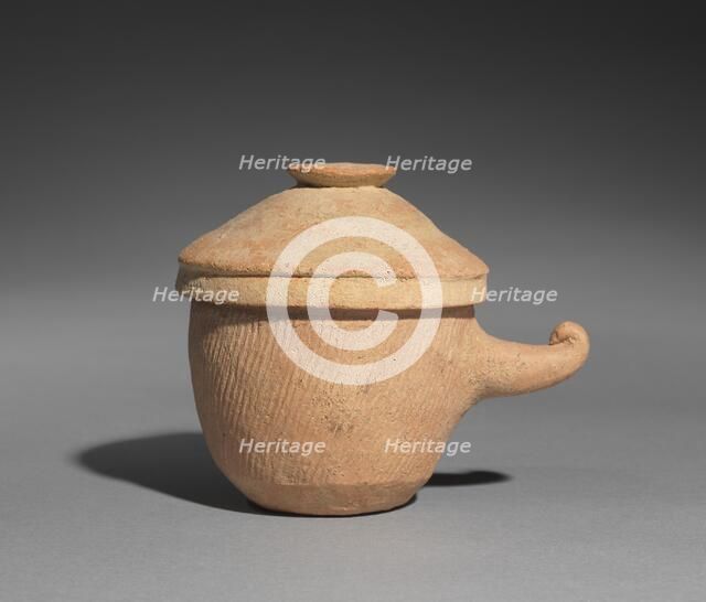 Lidded Jar with Horn Handle, 400s-500s. Creator: Unknown.