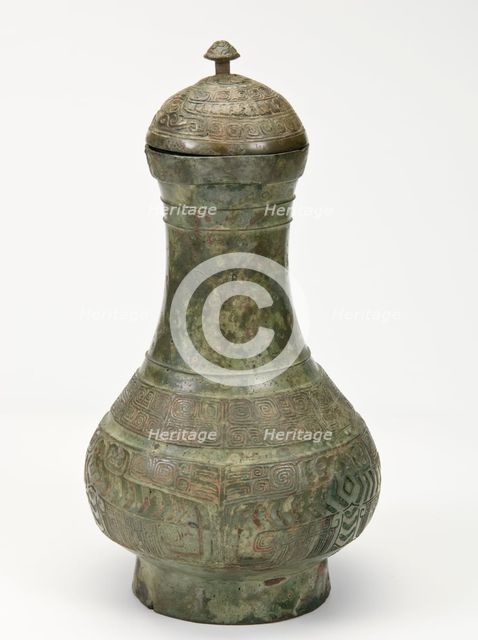 Lidded ritual vessel (hu) with birds and snake, Late Shang dynasty, ca. 1300-1200 BCE. Creator: Unknown.
