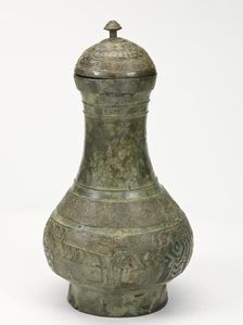 Lidded ritual vessel (hu) with birds and snake, Late Shang dynasty, ca. 1300-1200 BCE. Creator: Unknown