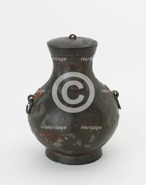 Lidded ritual container (hu) with painted decoration, Han dynasty, 206 BCE-220 CE. Creator: Unknown.