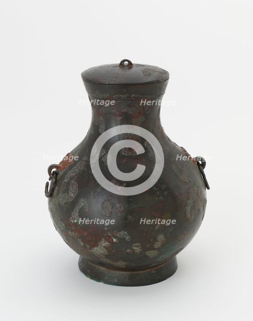 Lidded ritual container (hu) with painted decoration, Han dynasty, 206 BCE-220 CE. Creator: Unknown.
