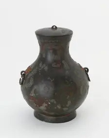 Lidded ritual container (hu) with painted decoration, Han dynasty, 206 BCE-220 CE. Creator: Unknown