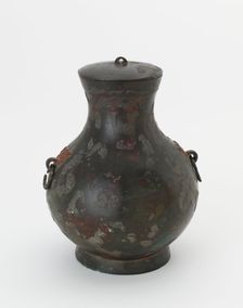 Lidded ritual container (hu) with painted decoration, Han dynasty, 206 BCE-220 CE. Creator: Unknown