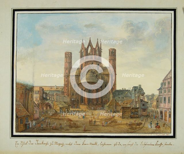 Liebfrauenplatz and Mainz Cathedral from the east, 1812.