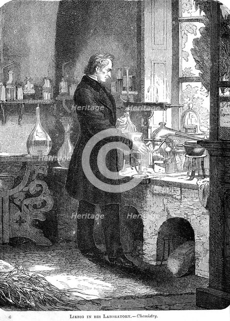 'Liebig in His Laboratory-Chemistry', mid 19th century (c1885). Artist: Unknown