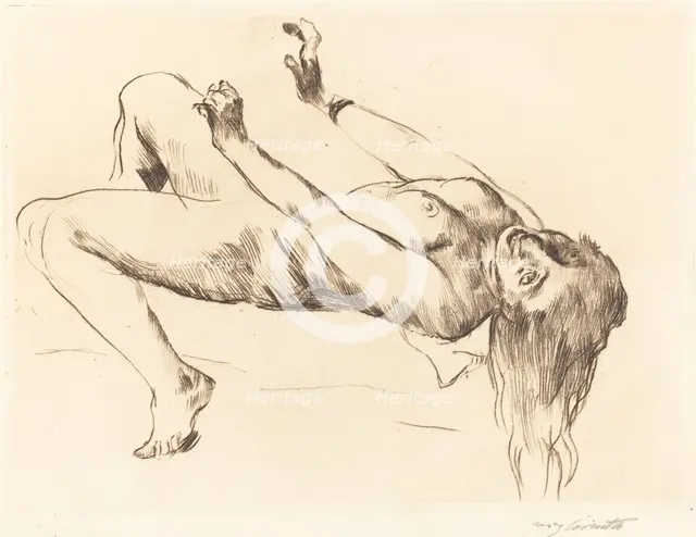 Liegender Weiblicher Akt. Studie zu "Joseph und Potiphar" (Reclining Female..., 1915. Creator: Lovis Corinth.
