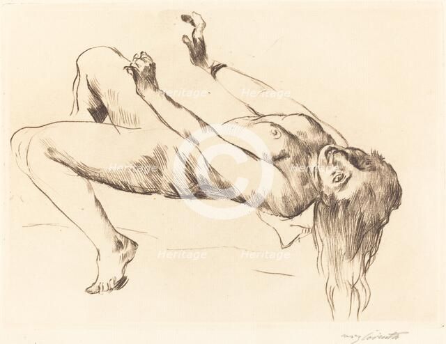 Liegender Weiblicher Akt. Studie zu "Joseph und Potiphar" (Reclining Female..., 1915. Creator: Lovis Corinth.