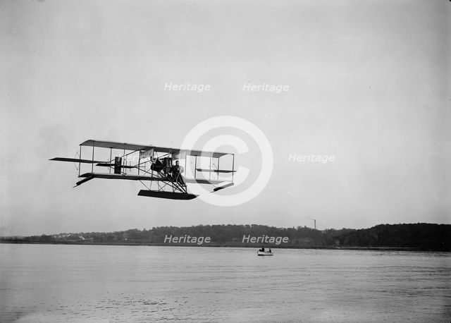 Lieutenant Theodore G. Ellyson, U.S.Navy, Testing Seaplane On Potomac, 1911. Creator: Harris & Ewing.