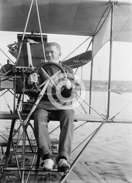 Lieutenant Theodore G. Ellyson, U.S.Navy, Testing Seaplane On Potomac, 1911. Creator: Harris & Ewing.