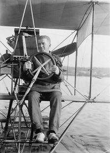 Lieutenant Theodore G. Ellyson, U.S.Navy, Testing Seaplane On Potomac, 1911. Creator: Harris & Ewing