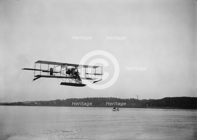 Lieutenant Theodore G. Ellyson, U.S.Navy, Testing Seaplane On Potomac, 1911. Creator: Harris & Ewing.