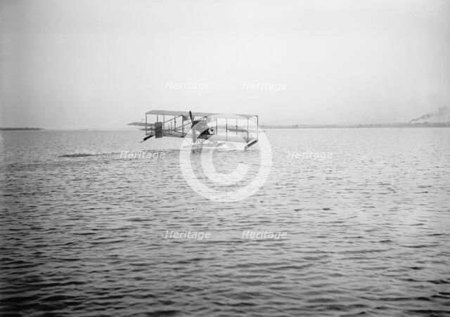 Lieutenant Theodore G. Ellyson, U.S.Navy, Testing Seaplane On Potomac, 1911. Creator: Harris & Ewing.