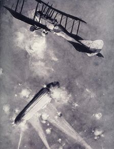 Lieutenant A. de Bathe Brandon Attacking a Zeppelin Raider 1916. Creator: Unknown