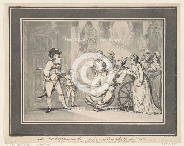 Lieutenant Bowling pleading the cause of young Rory to his Grandfather, May 12, 1800., May 12, 1800. Creator: Thomas Rowlandson.