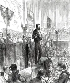 Lieutenant Cameron at the Meeting of the Royal Geographical Society, 1876. Creator: C.R.