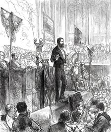 Lieutenant Cameron at the Meeting of the Royal Geographical Society, 1876. Creator: C.R.