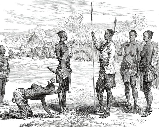 Lieutenant Cameron's Sketches in Central Africa: Kasongo's Levee, 1876. Creator: Unknown.