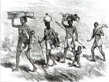 Lieutenant Cameron's sketches in Africa: a Native Family on the March, 1876. Creator: Unknown