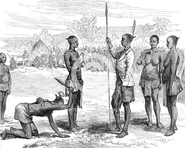 Lieutenant Cameron's Sketches in Central Africa: Kasongo's Levee, 1876. Creator: Unknown.