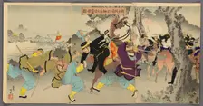 Lieutenant Commander Sakakibara Fighting Bravely to the South of Ximucheng..., 1895. Creator: Adachi Ginko