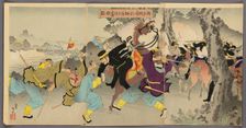 Lieutenant Commander Sakakibara Fighting Bravely to the South of Ximucheng..., 1895. Creator: Adachi Ginko
