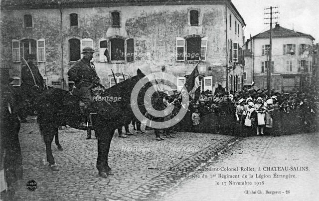 Lieutenant-Colonel Rollet entering Chateau-Salins, Moselle, France, 17 November 1918. Artist: C Bergeret