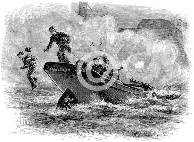 Lieutenant Cushing's attack on the 'Albemarle', c1880. Artist: Unknown