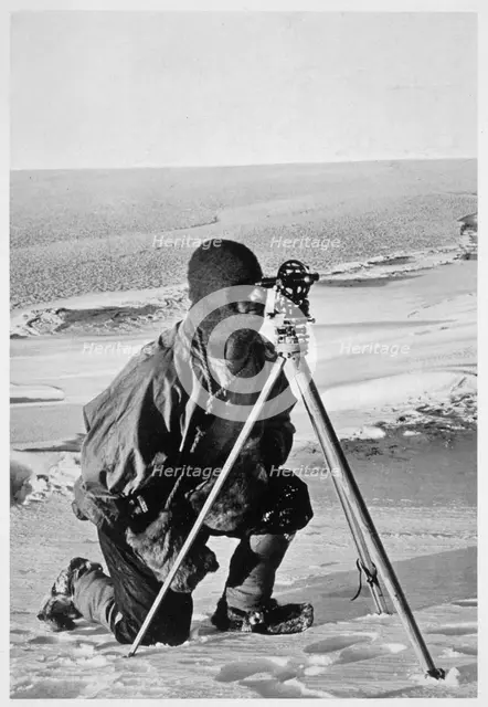 Lieutenant Evans surveying in the Antarctic, 1911-1912. Creator: Herbert Ponting.