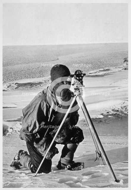 Lieutenant Evans surveying in the Antarctic, 1911-1912. Creator: Herbert Ponting.