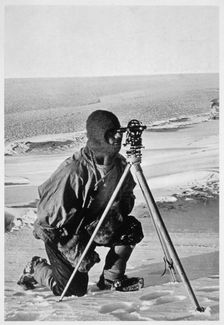 Lieutenant Evans surveying in the Antarctic, 1911-1912. Creator: Herbert Ponting