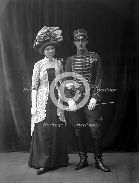 Lieutenant Frick and his lady, Landskrona, Sweden, 1910. Creator: Unknown.