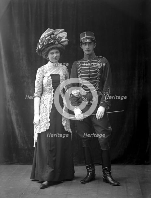 Lieutenant Frick and his lady, Landskrona, Sweden, 1910. Creator: Unknown.