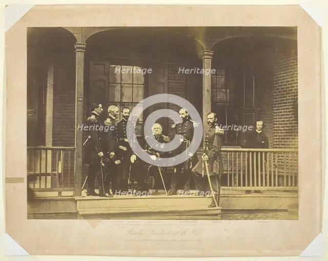 Lieutenant General Scott, General-in-Chief, U.S. Army and Staff, 1861. Creator: Mathew Brady.
