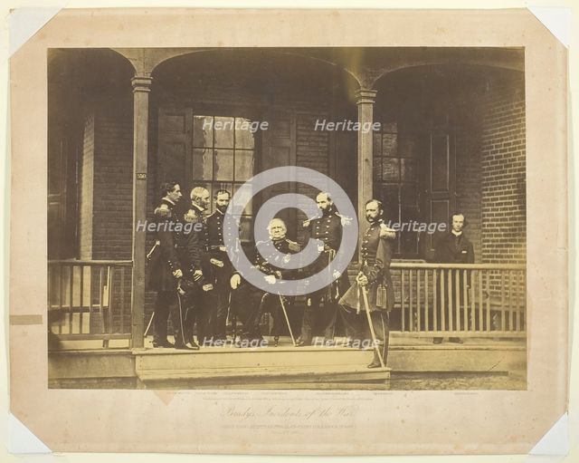 Lieutenant General Scott, General-in-Chief, U.S. Army and Staff, 1861. Creator: Mathew Brady.