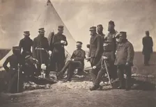 Lieutenant General Sir J. L. Pennefather and Staff, 1855. Creator: Roger Fenton